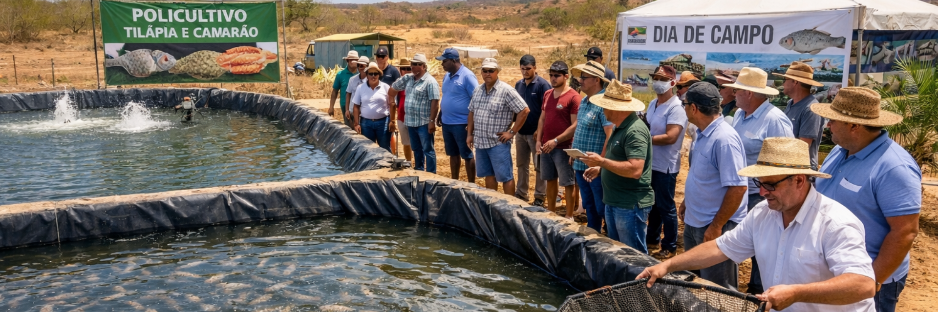 Dia de Campo destaca policultivo de tilápia e camarão marinho em água de poço salino no Piauí
